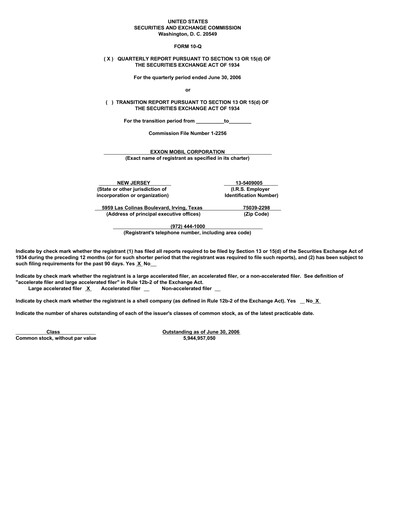 Thumbnail Exxon Mobil Quarterly Report 2006-q2
