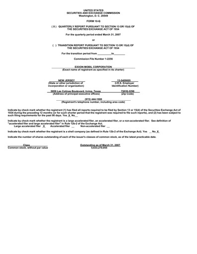 Thumbnail Exxon Mobil Quarterly Report 2007-q1