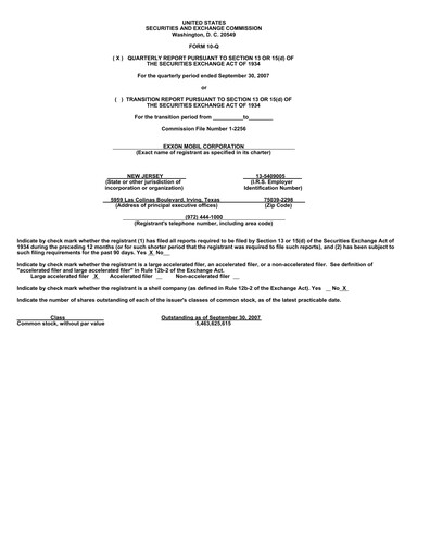 Thumbnail Exxon Mobil Quarterly Report 2007-q3