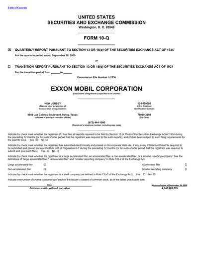 Thumbnail Exxon Mobil Quarterly Report 2009-q3
