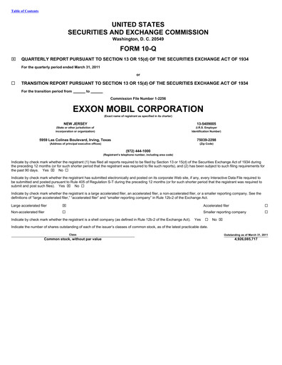 Thumbnail Exxon Mobil Quarterly Report 2011-q1