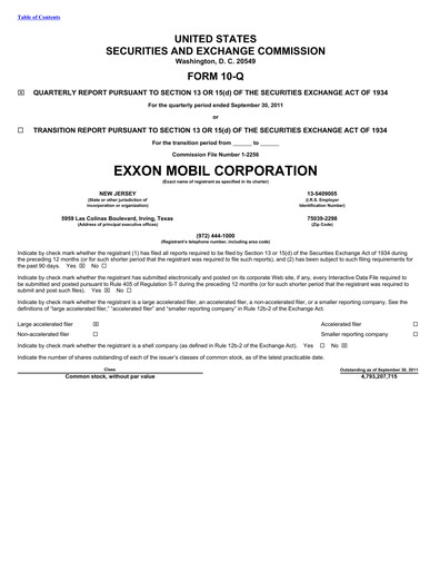 Thumbnail Exxon Mobil Quarterly Report 2011-q3
