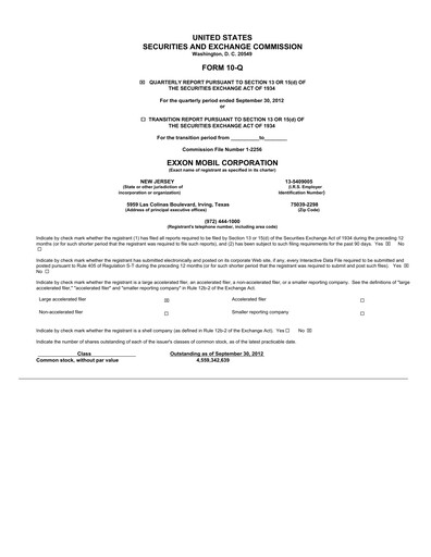 Thumbnail Exxon Mobil Quarterly Report 2012-q3