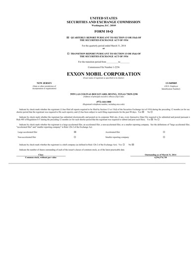 Thumbnail Exxon Mobil Quarterly Report 2014-q1