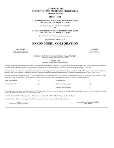 Thumbnail Exxon Mobil Quarterly Report 2018-q3