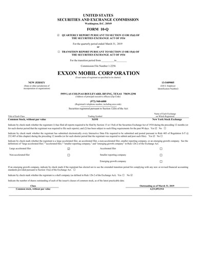 Thumbnail Exxon Mobil Quarterly Report 2019-q1
