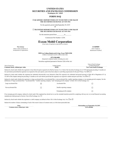 Thumbnail Exxon Mobil Quarterly Report 2019-q3