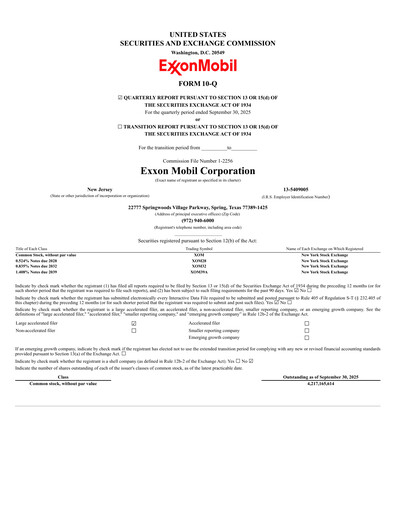 Thumbnail Exxon Mobil Quarterly Report 2025-q3