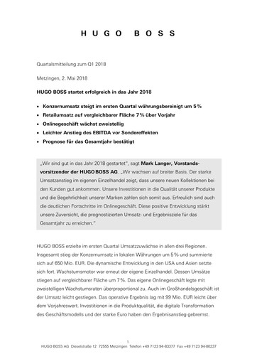 Vorschaubild HUGO BOSS Quartalsbericht 2018-q1