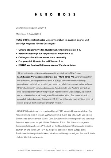 Vorschaubild HUGO BOSS Quartalsbericht 2018-q2