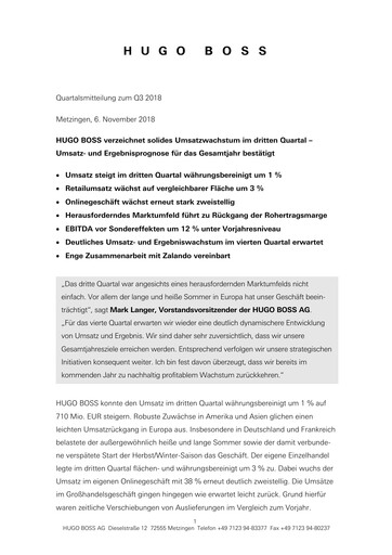 Vorschaubild HUGO BOSS Quartalsbericht 2018-q3