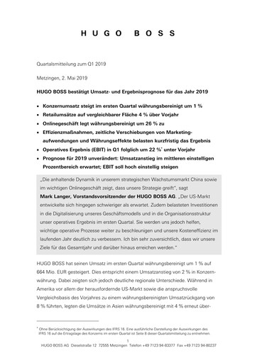 Vorschaubild HUGO BOSS Quartalsbericht 2019-q1