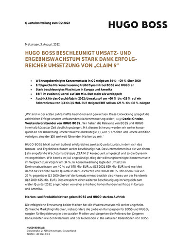 Vorschaubild HUGO BOSS Quartalsbericht 2022-q2