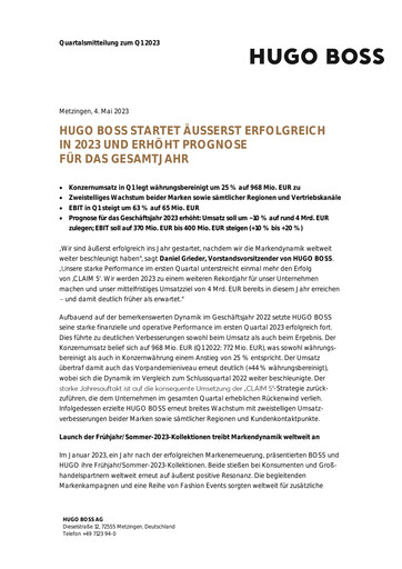 Vorschaubild HUGO BOSS Quartalsbericht 2023-q1