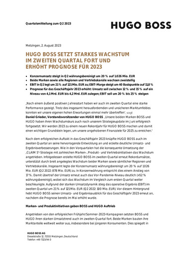 Vorschaubild HUGO BOSS Quartalsbericht 2023-q2