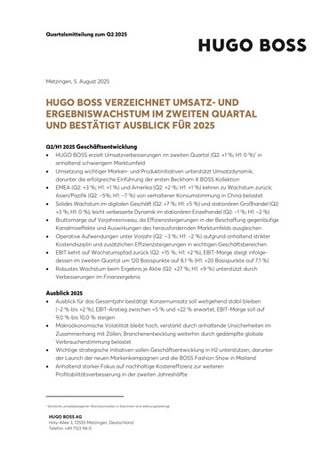 Vorschaubild HUGO BOSS Quartalsbericht 2025-q2