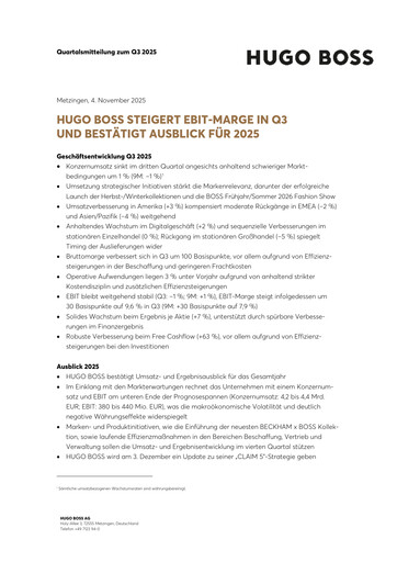 Vorschaubild HUGO BOSS Quartalsbericht 2025-q3