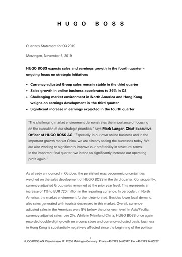 Thumbnail HUGO BOSS Quarterly Report 2019-q3