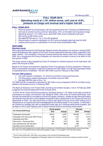 Thumbnail Air France-KLM
 Financial Report 2019