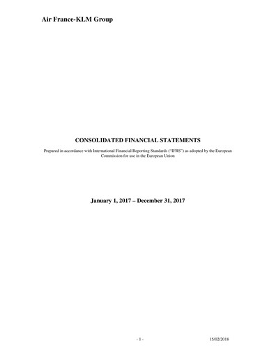 Thumbnail Air France-KLM
 Financial Statement 2017