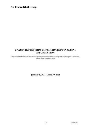 Thumbnail Air France-KLM
 Financial Statement 2021-h1