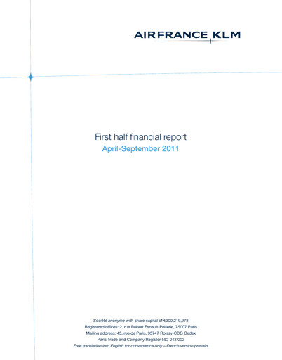 Thumbnail Air France-KLM
 Half-year Report 2011
