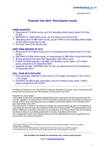 Thumbnail Air France-KLM
 Quarterly Report 2015-q3