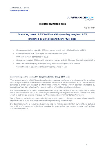 Thumbnail Air France-KLM
 Quarterly Report 2024-q2