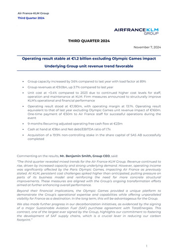 Thumbnail Air France-KLM
 Quarterly Report 2024-q3