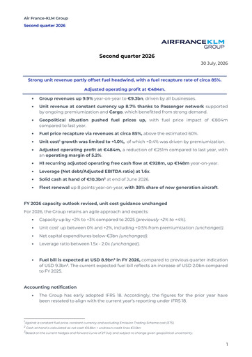 Thumbnail Air France-KLM
 Quarterly Report 2026-q2