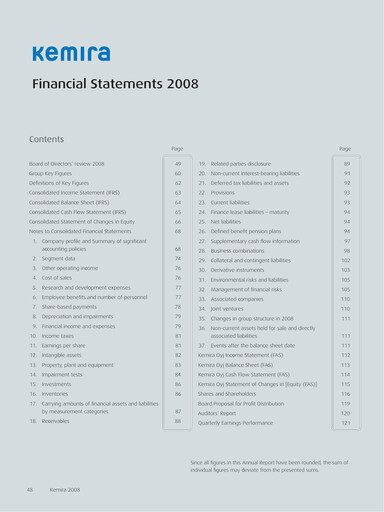 Thumbnail Kemira Financial Statement 2008