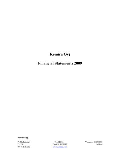 Thumbnail Kemira Financial Statement 2009