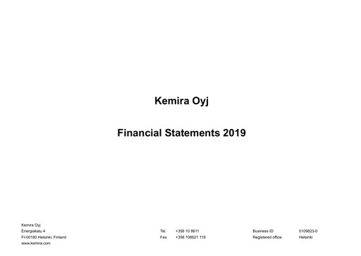 Thumbnail Kemira Financial Statement 2019