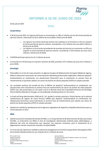 Miniature Pharma Mar Rapport semestriel 2025-h1