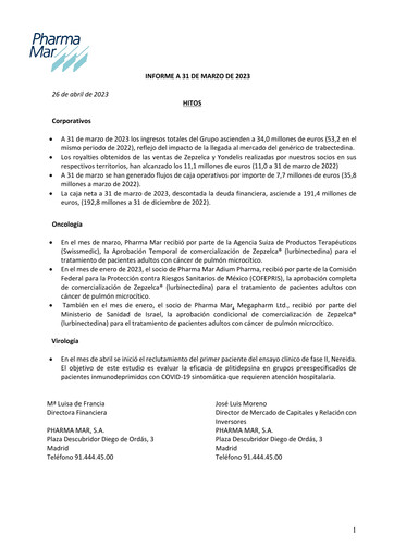 Thumbnail Pharma Mar Quarterly Report 2023-q1