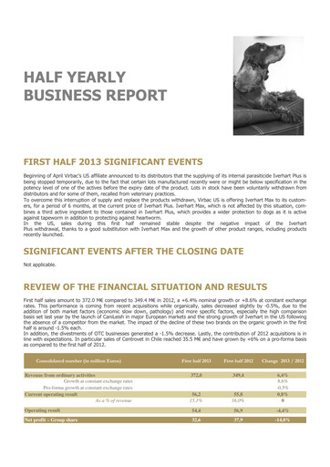 Miniature Virbac SA Rapport semestriel 2013-h1