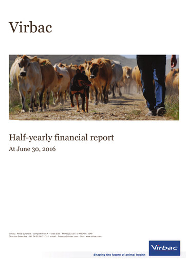 Miniature Virbac SA Rapport semestriel 2016-h1