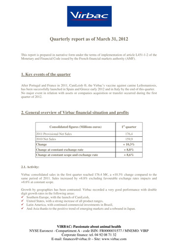 Thumbnail Virbac SA Quarterly Report 2012-q1