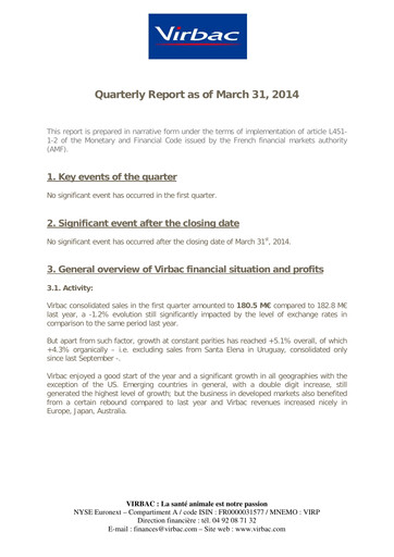 Thumbnail Virbac SA Quarterly Report 2014-q1