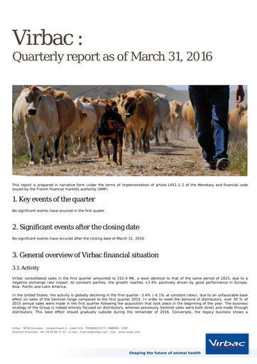 Thumbnail Virbac SA Quarterly Report 2016-q1