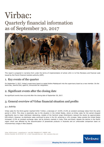 Thumbnail Virbac SA Quarterly Report 2017-q3