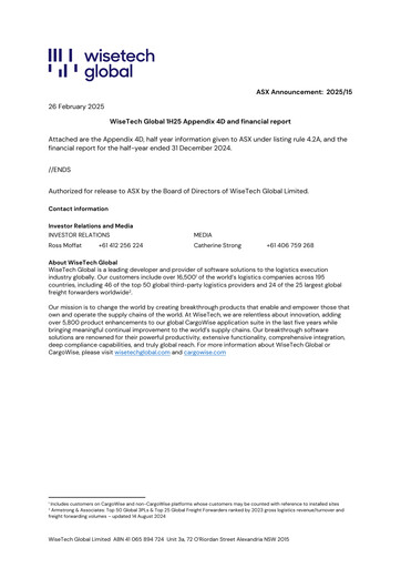 Thumbnail WiseTech Global
 Half-year Report fy2025-h1