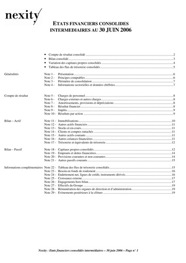 Vorschaubild Nexity Finanzmitteilung 2006-h1