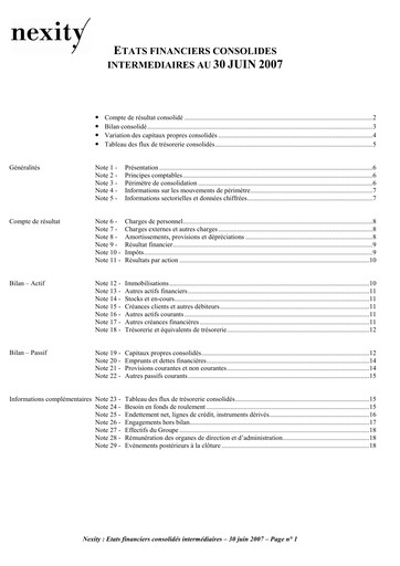 Vorschaubild Nexity Finanzmitteilung 2007-h1