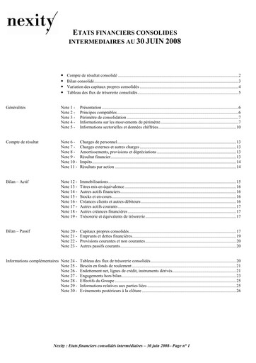 Vorschaubild Nexity Finanzmitteilung 2008-h1