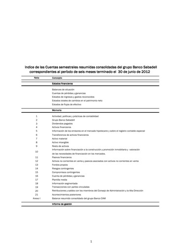 Thumbnail Banco Sabadell
 Half-year Report 2012-h1