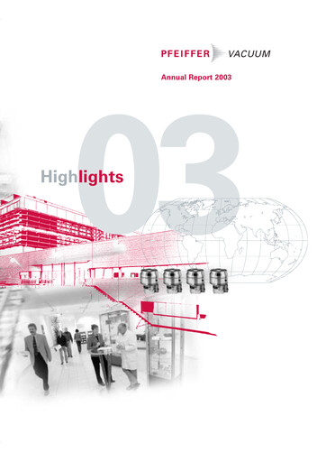 Thumbnail Pfeiffer Vacuum Annual Report 2003
