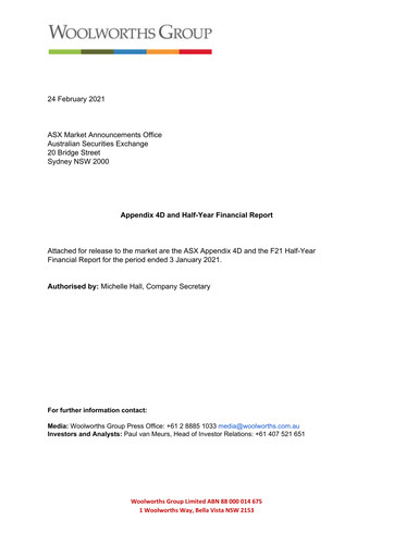 Thumbnail Woolworths Group Half-year Report 2021-h1