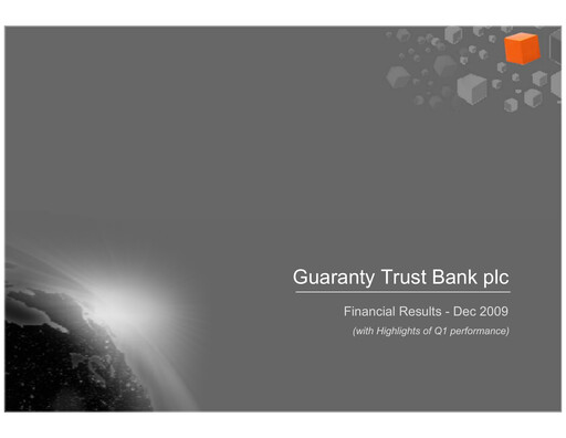 Thumbnail Guaranty Trust Bank
 Financial Statement 2009