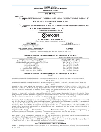 Thumbnail Comcast Annual Report 2011
